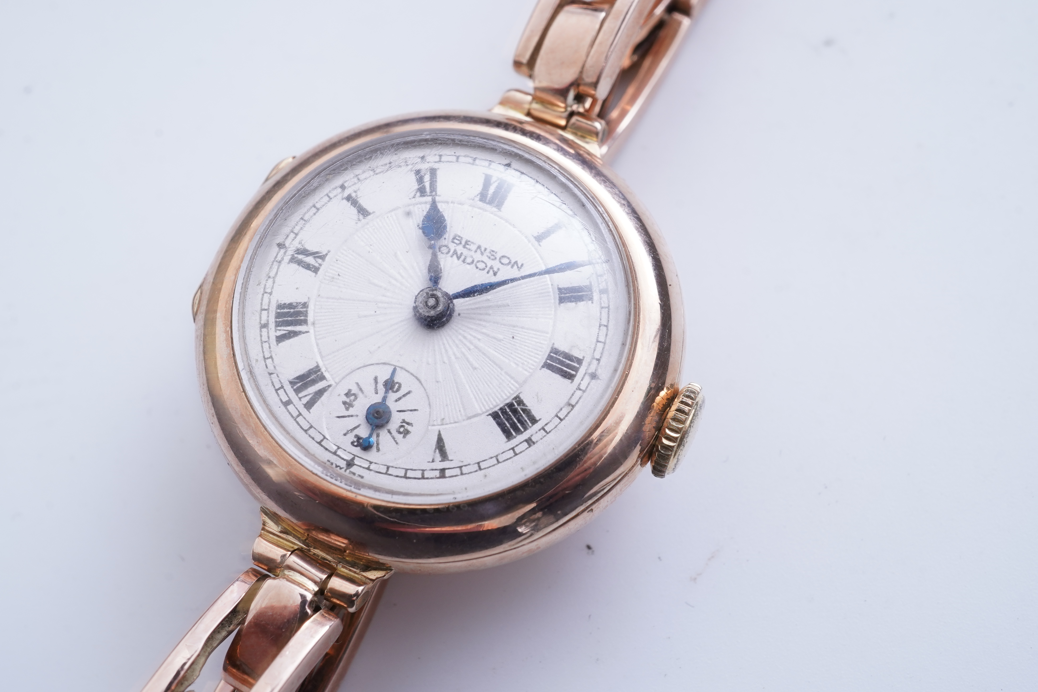 JW Benson, a lady's gold wristwatch, circa 1924